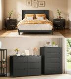 5 Pieces Kingsize Bedroom Furniture Set,Includes Kingsize Bed Frame,5-Drawers Dressers,6-Drawers Dressers,Nightstand Sets with Mental Handles for Bedroom