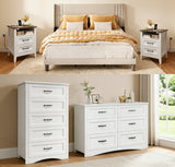 5 Pieces Kingsize Bedroom Furniture Set,Includes Kingsize Bed Frame,5-Drawers Dressers,6-Drawers Dressers,Nightstand Sets with Mental Handles for Bedroom