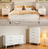 5 Pieces Bedroom Furniture Set, Includes Queen Size Bed Frame with Headboard, Nightstand Sets of 2,6-Drawers Dressers and 5-Drawers Dressers for Bedroom