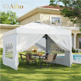 Aiho 10'x10' Pop-up Canopy Tent with 4 Removable Sidewalls for Patio - Whtie