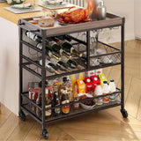 Bar Cart, Lofka 38" Home Bar Serving Cart with Wheels - Gray