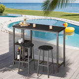 Dining Table Set for 2,Lofka 3 Peices Pub Table Set with High Stools,36" Bar Height Dining Table and Chairs Set for Small Space,Reading Nook,Living Room,Black