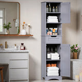 Bathroom Storage Cabinet, Lofka 67" H Tall Narrow Linen Tower Freestanding Adjustable Shelves for Bathroom, Anti-Tipping, Grey