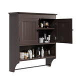 Bathroom Cabinet Wall Mounted with Doors and Towel Bar, Wood Hanging Cabinet, Wall Cabinets Over The Toilet, Bathroom Wall Cabinet - Dark Brown