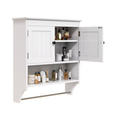 Asofer Bathroom Medicine Cabinet with Towel Bar, Wall Mounted Cabinet with Adjustable Shelves, White
