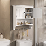 Bathroom Cabinet Wall Mounted with Doors and Towel Bar, Wood Hanging Cabinet, Wall Cabinets Over The Toilet, Bathroom Wall Cabinet - White