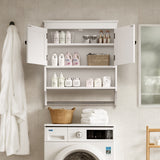 Asofer Bathroom Medicine Cabinet with Towel Bar, Wall Mounted Cabinet with Adjustable Shelves, White