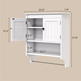 Bathroom Cabinet Wall Mounted with Doors and Towel Bar, Wood Hanging Cabinet, Wall Cabinets Over The Toilet, Bathroom Wall Cabinet - White