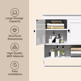 Asofer Bathroom Medicine Cabinet with Towel Bar, Wall Mounted Cabinet with Adjustable Shelves, White