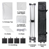 Asofer Black 10'x10' Pop up Canopy Tent with 4 Removable Sidewalls, Outdoor Camping Party Canopy Gazebo Tent Patio Beach