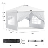 Asofer Black 10'x10' Pop up Canopy Tent with 4 Removable Sidewalls, Outdoor Camping Party Canopy Gazebo Tent Patio Beach