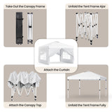 Asofer Black 10'x10' Pop up Canopy Tent with 4 Removable Sidewalls, Outdoor Camping Party Canopy Gazebo Tent Patio Beach