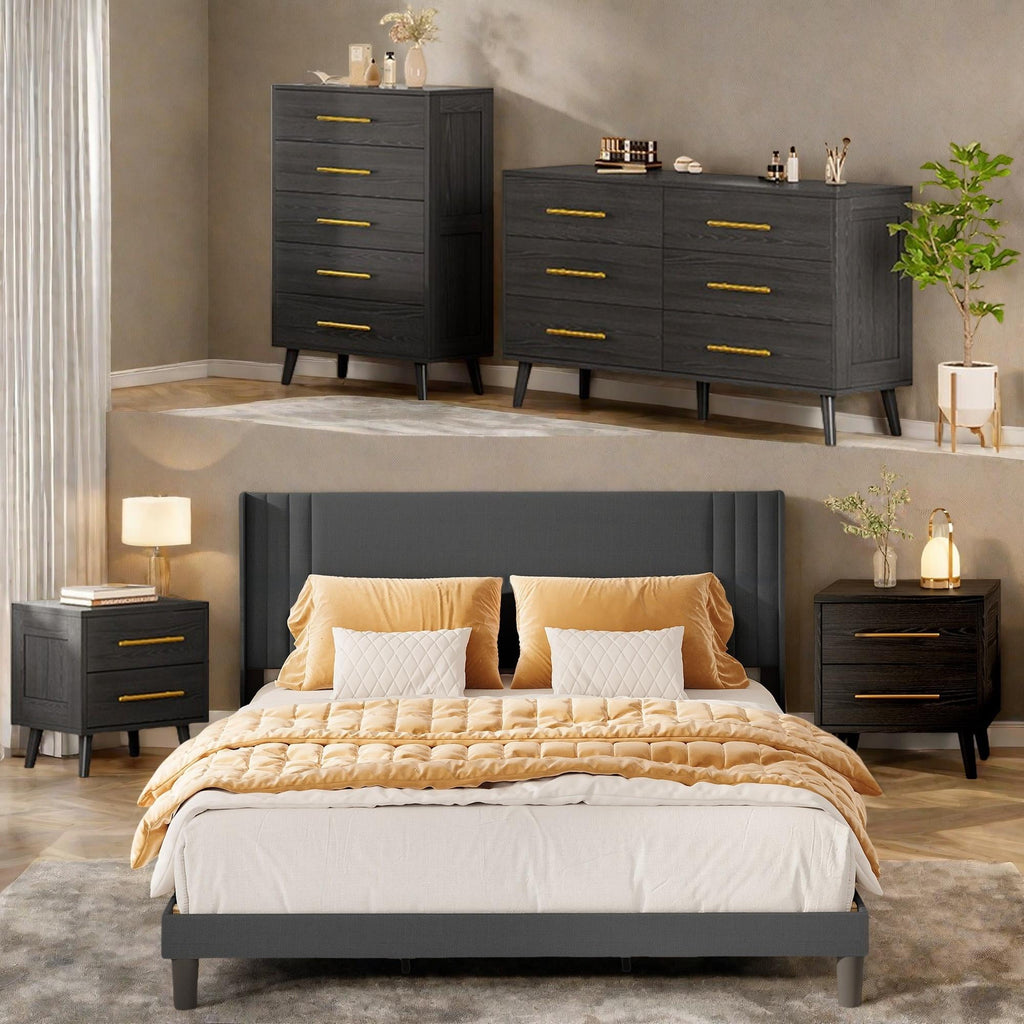 Bedroom Furniture Set - Includes Queen Bed Frame, Nightstands Set of 2 Hiapes Bedroom Furniture Set - Includes Queen Bed Frame, Nightstands Set of 2 Hiapes