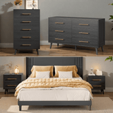 Lofka King Bedroom Furniture Set - Includes One King Bed Frame, Two Nightstands and 2 Dressers for Modern Home Decor