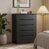 Asofer 44 Inch 6-Drawer Dresser, Wide Storage Cabinet, Sturdy MDF Modern Chest of Drawers, Black