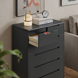 Asofer 44 Inch 6-Drawer Dresser, Wide Storage Cabinet, Sturdy MDF Modern Chest of Drawers, Black