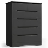 Asofer 44 Inch 6-Drawer Dresser, Wide Storage Cabinet, Sturdy MDF Modern Chest of Drawers, Black
