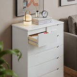 Asofer 6-Piece White Bedroom Set: King Bed Frame, LED Vanity, 2 Drawer Dressers and 2 Charging Nightstands