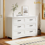 White Dresser, Lofka 6 Drawer Dresser for Bedroom , Nursery Dresser for Living Room, Kids Room