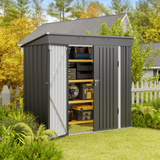 Asofer 6'x4' Outdoor Storage Shed, Heavy Duty Metal Garden Shed with Lockable Door, Waterproof & UV Resistant Galvanized Steel for Patio, Lawn, Bike, Tools, Black