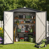 Asofer Outdoor Storage Shed 6 x 4 FT, Lockable Doors Galvanized Metal Garden Shed for Backyard, Garden, Patio