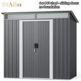 6' x 4' Metal Outdoor Storage Shed with Double Lockable Doors - Gray