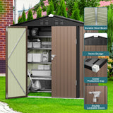 Asofer Shed and Outdoor Storage Shed, 6' x 4' Steel Tool Shed for Outside, Anti-Corrosion Storage House, Brown