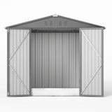 Asofer 6'x4' & 8'x6' Combo Metal Storage Shed, Galvanized Steel Lockable Outdoor Tool Shed for Backyard Patio All Weather