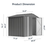 Asofer 8' x 6' Outdoor Storage Shed, Tool shed, Outdoor Storage Clearance for Backyard Patio, Gray