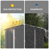 Asofer 8' x 6' Outdoor Storage Shed, Tool shed, Outdoor Storage Clearance for Backyard Patio, Gray