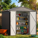 Asofer 8' x 6' Outdoor Metal Storage Shed, Rust-Proof Galvanized Steel Tool Storage with Lockable Doors & Vent System, All Weather Utility Shed for Garden Backyard Lawn Equipment