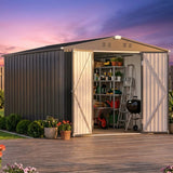 Asofer 8' x 12' Large Metal Shed with Lockable Double Doors & 4 Air Vents, Weatherproof for Patio, Dark Gray