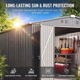 Asofer 10 x 10 FT Galvanized Metal Outdoor Storage Shed, Large Waterproof Garden Tool Shed, Lockable Double Doors & 4 Air Vents, All‑Weather Utility Building for Backyard Patio Lawn, Dark Gray