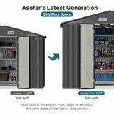 Asofer 10x10 FT Gray Galvanized Metal Storage Shed, Large All-Weather Utility Shed with Lockable Double Doors for Backyard Patio Lawn