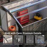 Asofer 10 x 10 FT Galvanized Metal Outdoor Storage Shed, Large Waterproof Garden Tool Shed, Lockable Double Doors & 4 Air Vents, All‑Weather Utility Building for Backyard Patio Lawn, Dark Gray