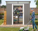 6' x 4' Metal Outdoor Storage Shed with Double Lockable Doors - Gray