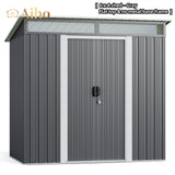 6' x 4' Metal Outdoor Storage Shed with Double Lockable Doors - Gray