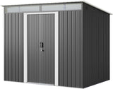 Asofer 8x6 FT Galvanized Steel Outdoor Storage Shed, Sloped Roof Metal Garden Shed with Lockable Sliding Doors, Weatherproof Tool Shed for Backyard Side Yard, Dark Gray