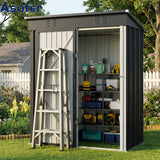Asofer Outdoor Metal Storage Shed Galvanized Steel Tool House with Lockable Doors & Vents Waterproof for Backyard Garden Patio, Dark Gray