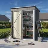 Asofer 5x3 ft Galvanized Steel Outdoor Storage Shed - Weatherproof Tool Shed with Air Vent, Dark Gray