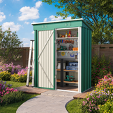 Asofer Outdoor Metal Storage Shed Galvanized Steel Tool House with Lockable Doors & Vents Waterproof for Backyard Garden Patio, Green
