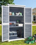 Outdoor Storage Cabinet with 3 Shelves, with Double Lockable Door, Waterproof Roof, Outside Vertical Tall Tool Shed for Yard Patio Lawn Deck - Gray