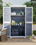 Aiho Wooden Outdoor Storage Cabinet, With Lockable Double Doors And Adjustable Shelves Outdoor Storage Shed, 63.2" Outdoor Tool & Patio Storage For Backyard - Natural