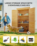 Outdoor Storage Cabinet with 3 Shelves, with Double Lockable Door, Waterproof Roof, Outside Vertical Tall Tool Shed for Yard Patio Lawn Deck - Retro