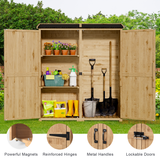 Double Lockable Doors Storage Cabinet with Large Storage Space and 2 Removable Shelves - Natural