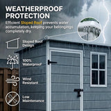 Asofer 5 x 3 FT Outdoor Resin Storage Shed with Built-in Floor, All Season Weatherproof Plastic Garden Organizer, Gray