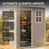 Asofer 5 x 3 FT Outdoor Resin Storage Shed with Built-in Floor, All Season Weatherproof Plastic Garden Organizer, Gray
