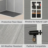 Asofer 5 x 3 FT Outdoor Resin Storage Shed with Built-in Floor, All Season Weatherproof Plastic Garden Organizer, Gray