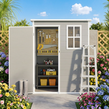 Asofer 5x3 FT Resin Shed with Floor – Outdoor Storage Shed for Garden, Patio & Backyard – All-Weather, UV-Resistant Plastic Tool Shed with Ventilated Window & Lockable Door, Gray
