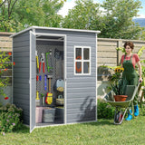 5x3 FT Lockable Outdoor Storage Shed with Floor - Heavy Duty Resin Tool Shed for Garden, Backyard, Lawn Equipment & Bike Storage, Weather-Resistant Grey